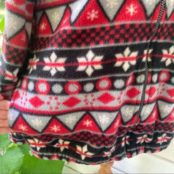 VTG 90 Alfred Dunner Fleece Zip Jacket FairIsle Snowflake Petite Fisherman Winte - Picture 5 of 8